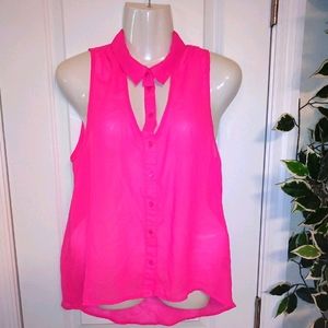 Asymmetric. High low pink sheer  tunic med